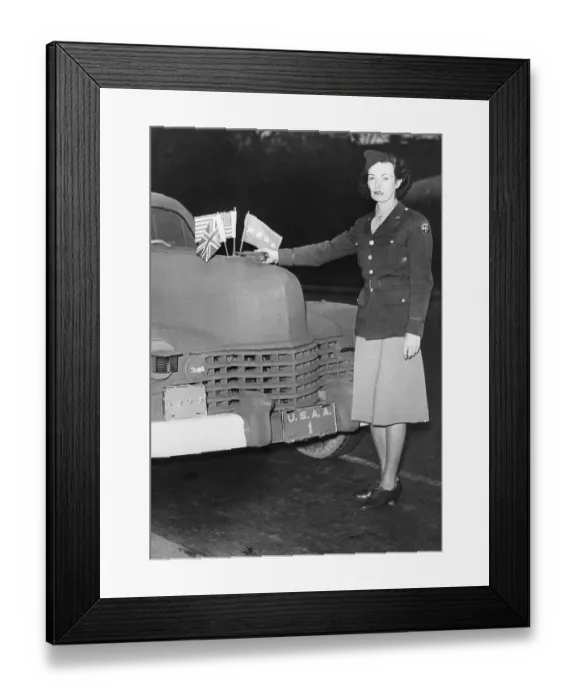 Framed Print : Kay Summersby Standing By Car Framed Print : Kay Summersby Standing By Car