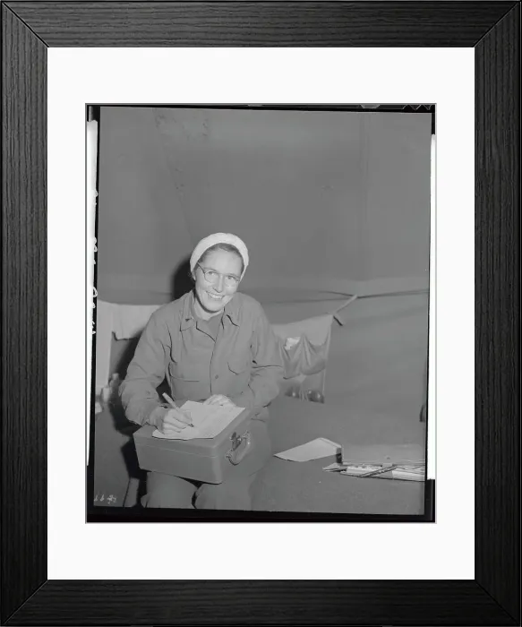 Framed Print : Nurse Stationed At Evacuation Hospital Writing A Letter Framed Print : Nurse Stationed At Evacuation Hospital Writing A Letter