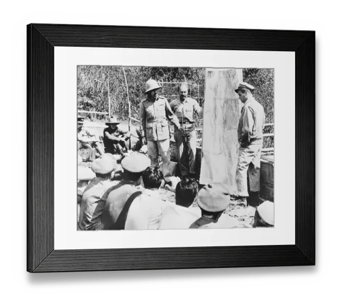 Framed Print : American Colonel Cochran and British General Wingate Briefing Officers Framed Print : American Colonel Cochran and British General Wingate Briefing Officers