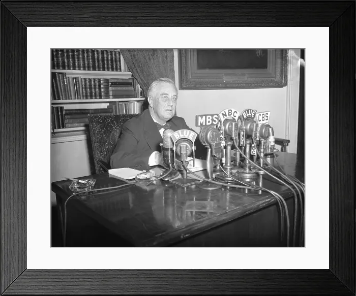 Framed Print : FDR Behind Desk During Labor Strike Framed Print : FDR Behind Desk During Labor Strike