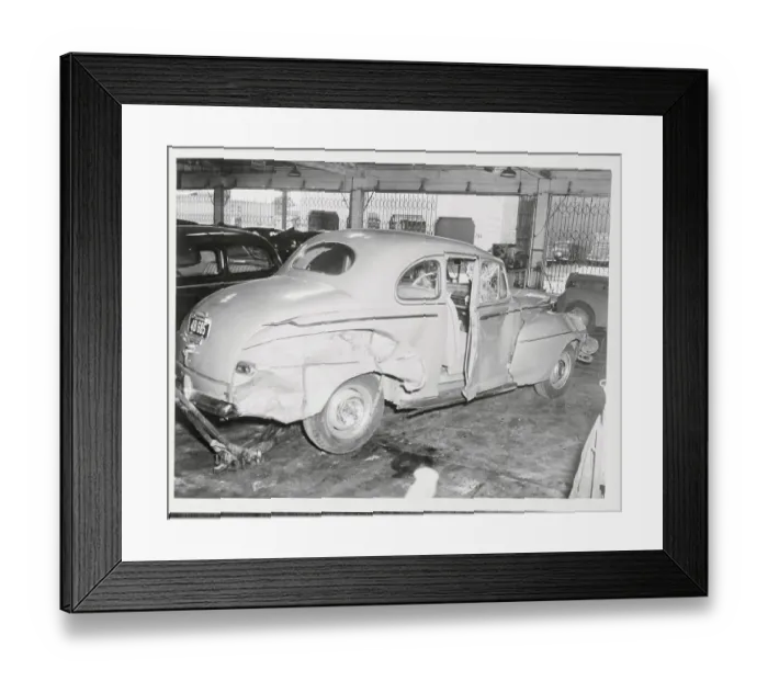Framed Print : View of Wrecked Car Framed Print : View of Wrecked Car