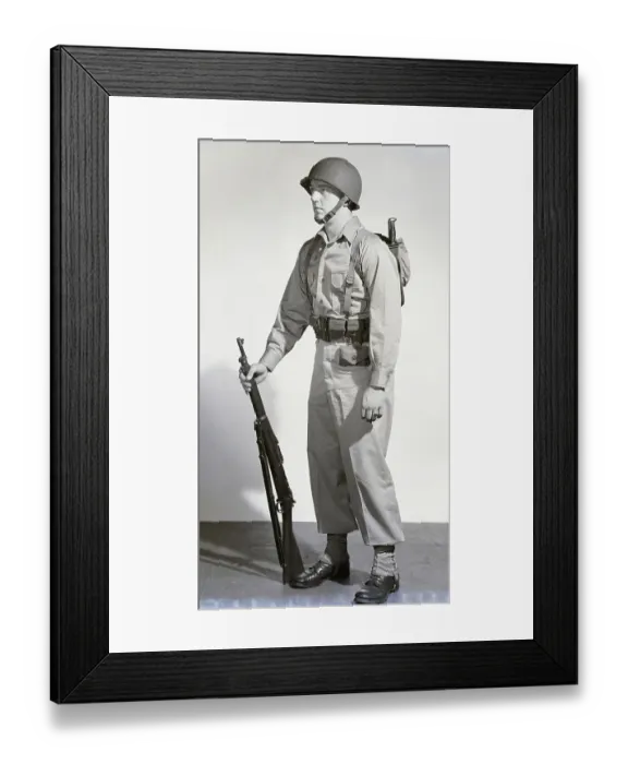 Framed Print : Soldier With Backpack And Rifle Framed Print : Soldier With Backpack And Rifle
