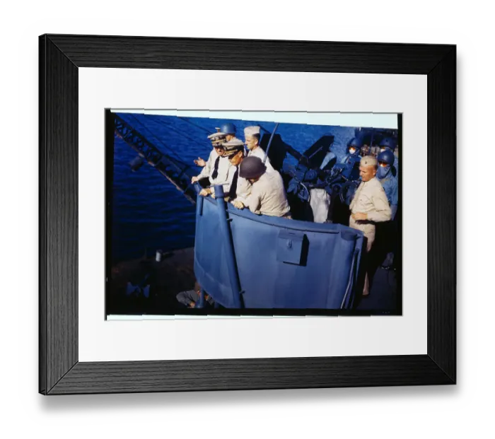 Framed Print : Admiral Nimitz on the Sea with his Naval Officers Framed Print : Admiral Nimitz on the Sea with his Naval Officers