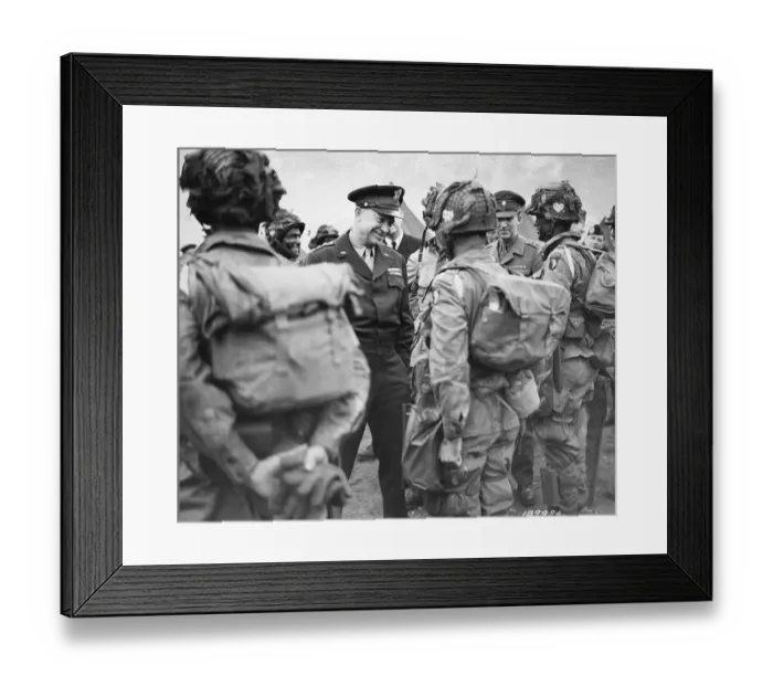 Framed Print : Eisenhower Speaking to Paratroopers Framed Print : Eisenhower Speaking to Paratroopers