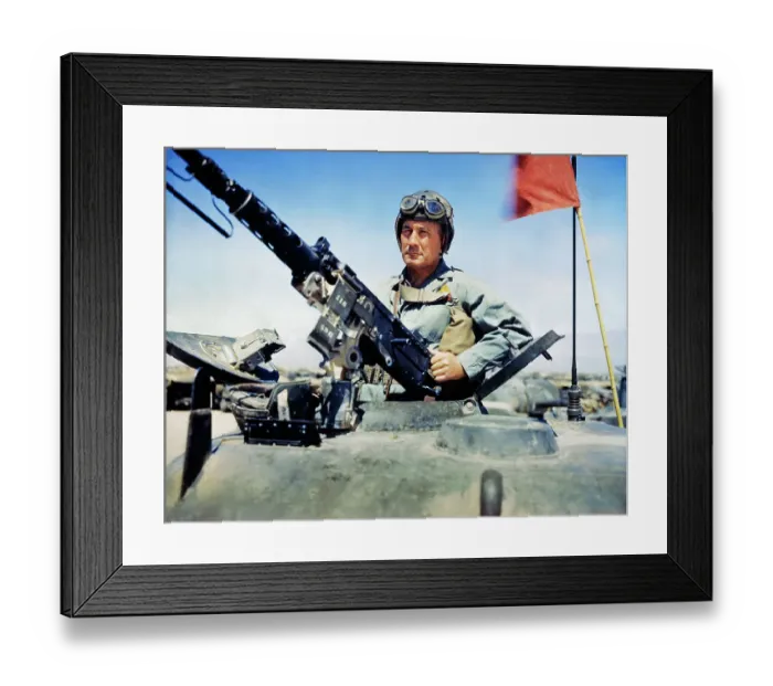 Framed Print : Military Officer Standing in Tank Framed Print : Military Officer Standing in Tank
