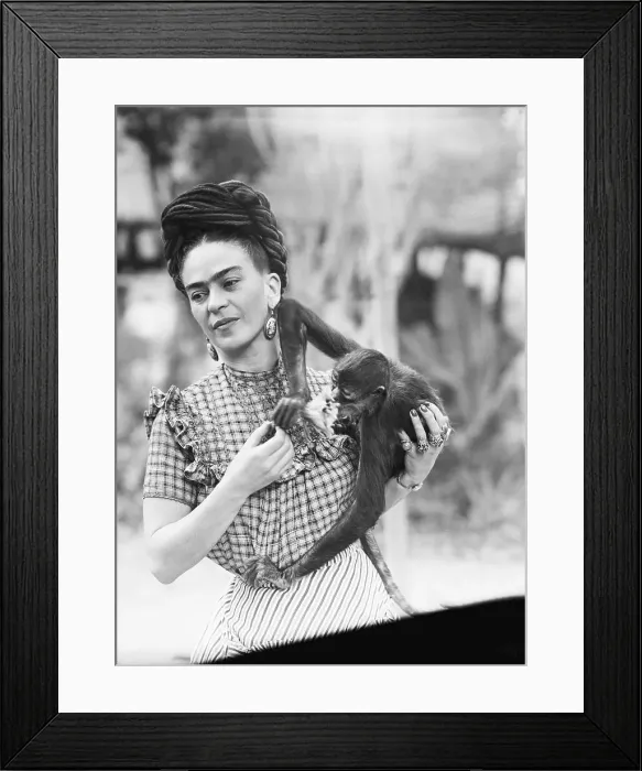 Framed Print : Frida Kahlo Holding Her Pet Monkey Framed Print : Frida Kahlo Holding Her Pet Monkey