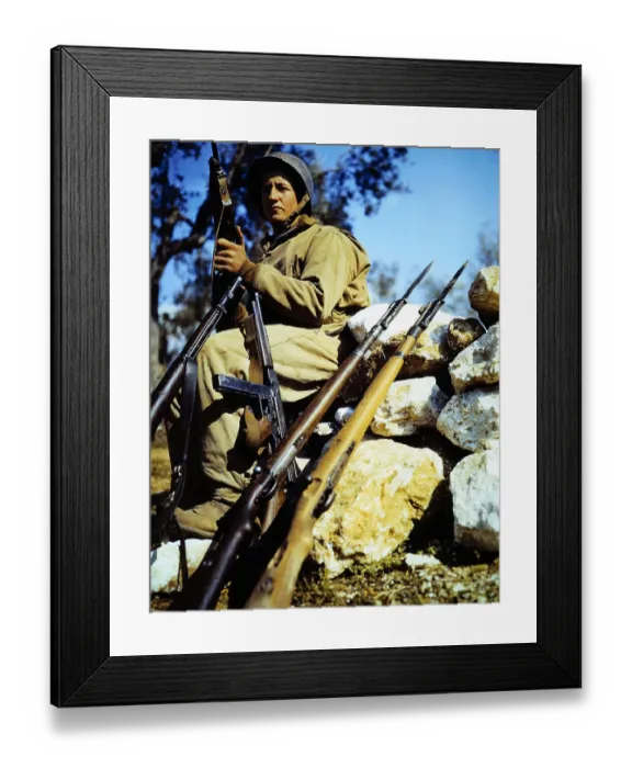 Framed Print : Soldier Seated with Guns
