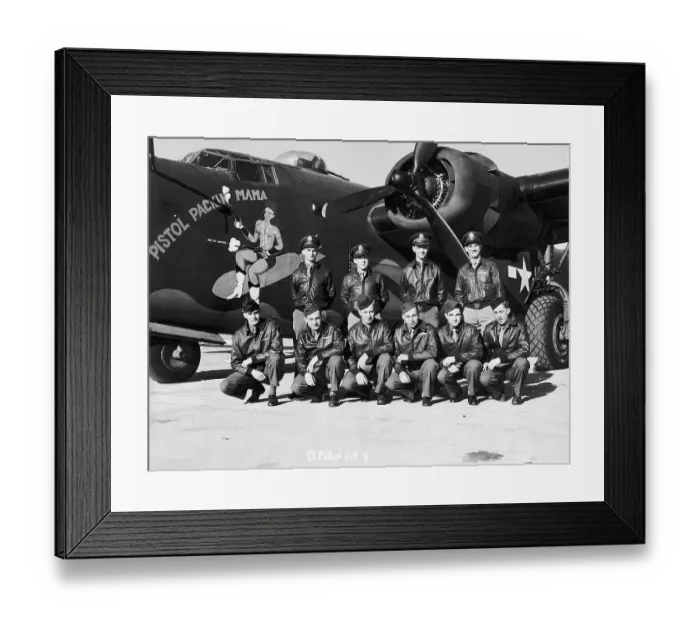 Framed Print : Bomber Pilot and Crew with B-24 Liberator Bomber Framed Print : Bomber Pilot and Crew with B-24 Liberator Bomber
