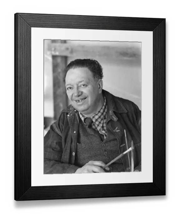 Framed Print : Diego Rivera Standing in Front of Painting Framed Print : Diego Rivera Standing in Front of Painting
