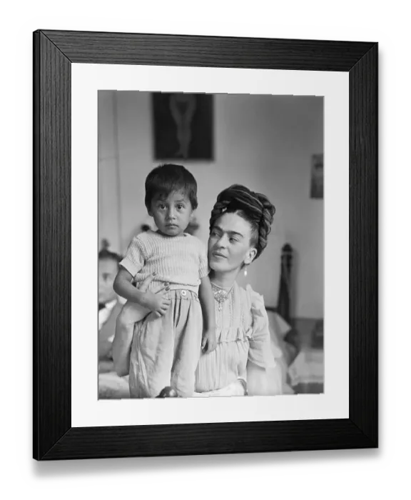 Framed Print : Painter Frida Kahlo with a Little Boy Framed Print : Painter Frida Kahlo with a Little Boy