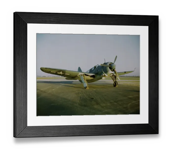 Framed Print : Navy Curtiss-Wright SB2C Helldiver on a Tarmac