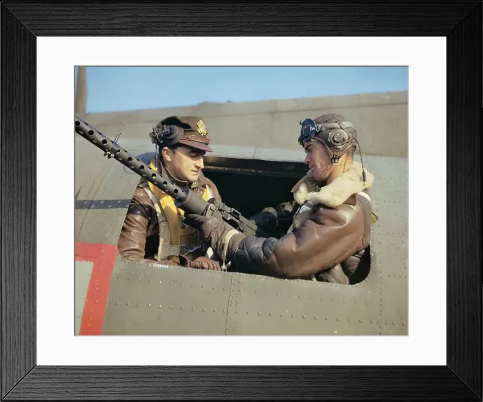 Framed Print : Aircraft Gunners Inspecting Gun Framed Print : Aircraft Gunners Inspecting Gun
