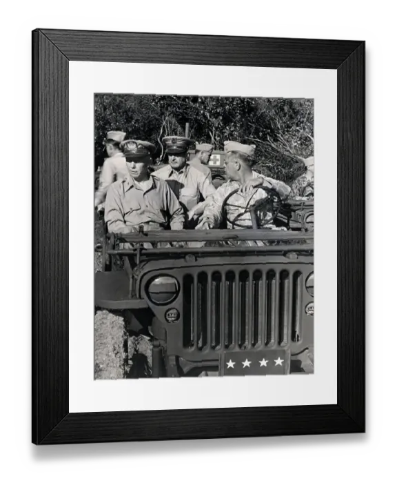 Framed Print : Army Generals Ride In Jeep Framed Print : Army Generals Ride In Jeep