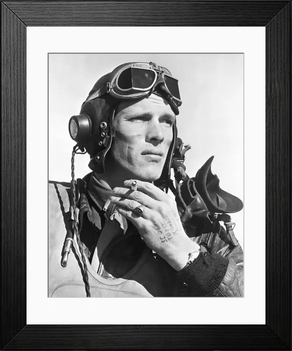 Framed Print : US Pilot after Seven-Hour Mission over Germany Framed Print : US Pilot after Seven-Hour Mission over Germany