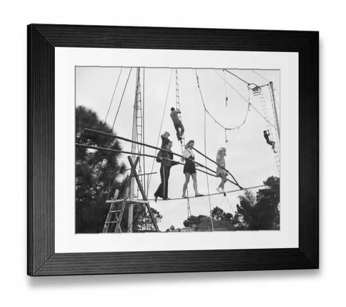 Framed Print : Flying Wallendas on Tightrope Framed Print : Flying Wallendas on Tightrope