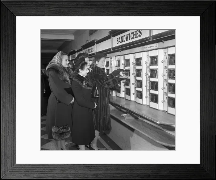 Framed Print : Women Getting Sandwiches at Automat Service Framed Print : Women Getting Sandwiches at Automat Service