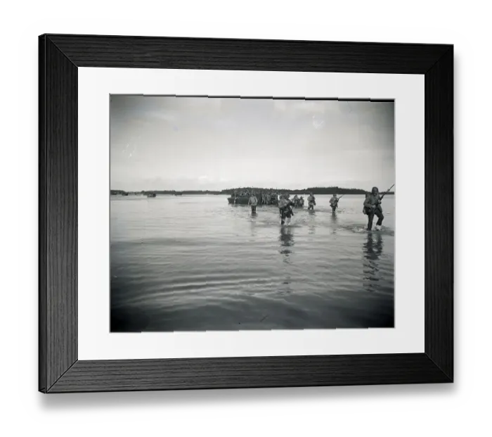 Framed Print : American Troops Trudge Through Water Framed Print : American Troops Trudge Through Water