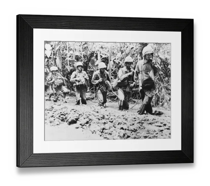 Framed Print : Soldiers Walking Through Jungle Mud Framed Print : Soldiers Walking Through Jungle Mud