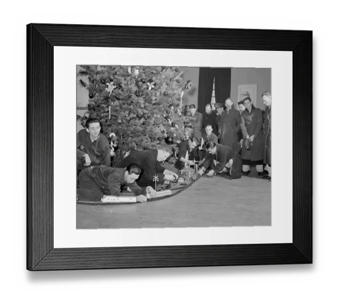 Framed Print : Soldiers Playing with Train Set Framed Print : Soldiers Playing with Train Set