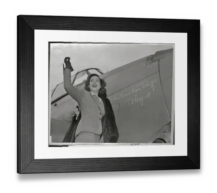 Framed Print : Kitty Carlisle Chalking on Plane Framed Print : Kitty Carlisle Chalking on Plane