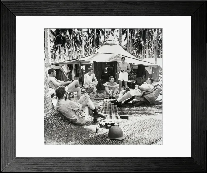 Framed Print : Troops Outside Of Their Tent Framed Print : Troops Outside Of Their Tent