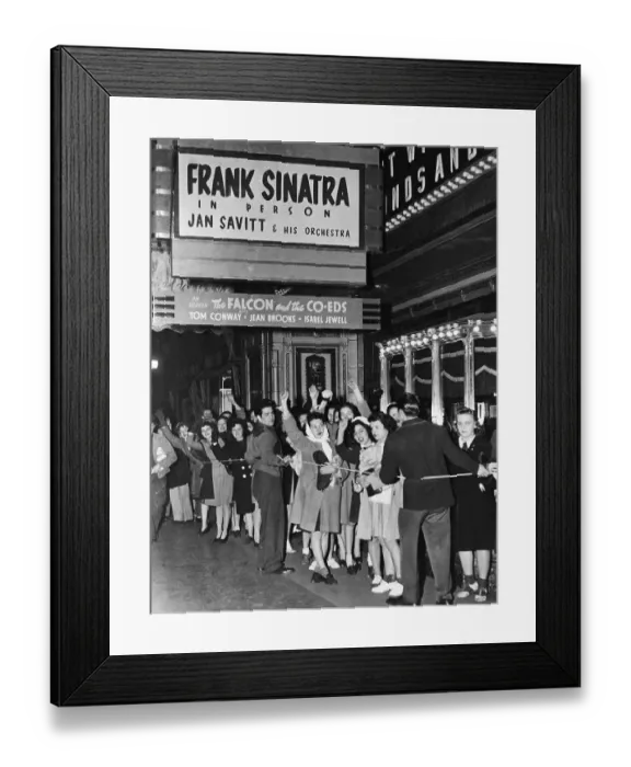 Framed Print : Frank Sinatra Fans Waiting Outside Theater Framed Print : Frank Sinatra Fans Waiting Outside Theater