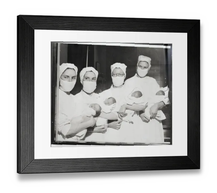 Framed Print : Nurses Hold Two Sets Of Twins Framed Print : Nurses Hold Two Sets Of Twins