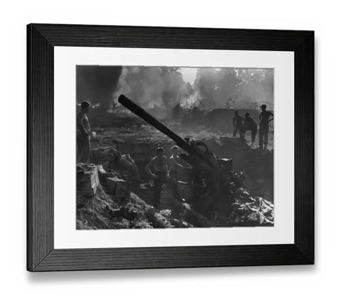 Framed Print : Soldiers Manning A Large Gun Framed Print : Soldiers Manning A Large Gun