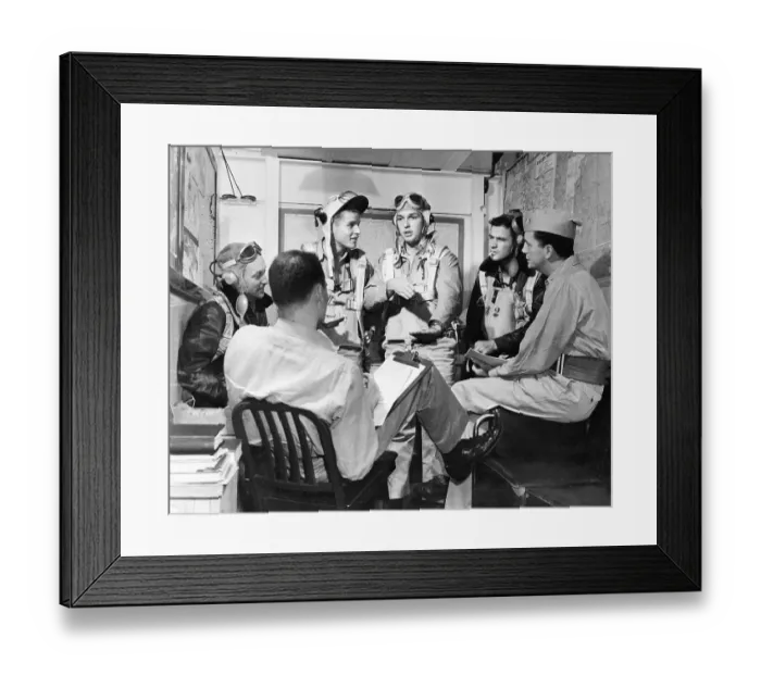 Framed Print : Pilots and Crew Discussing Mission Results Framed Print : Pilots and Crew Discussing Mission Results