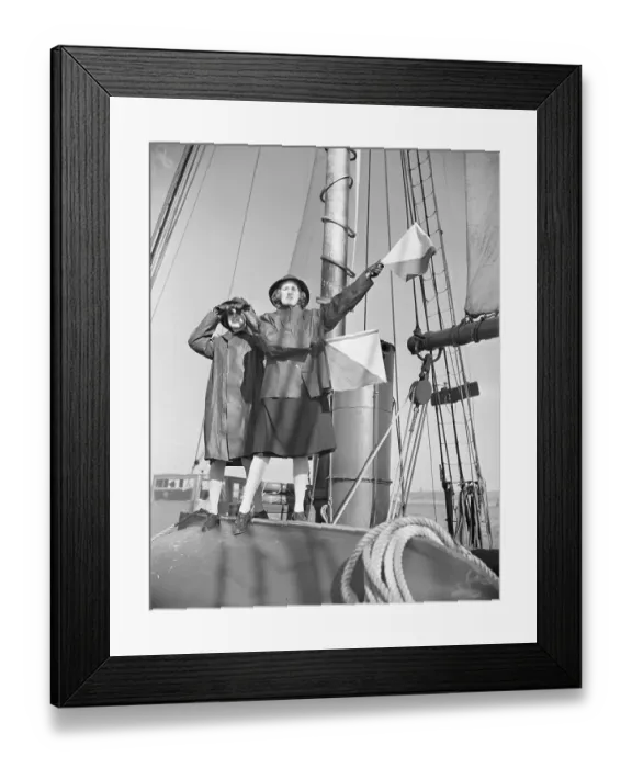Framed Print : Women Coast Guard Reserves Sending Semaphore Message Framed Print : Women Coast Guard Reserves Sending Semaphore Message