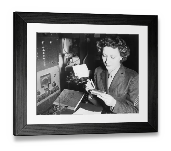 Framed Print : Women Marine Adjusting Cryptograph Framed Print : Women Marine Adjusting Cryptograph