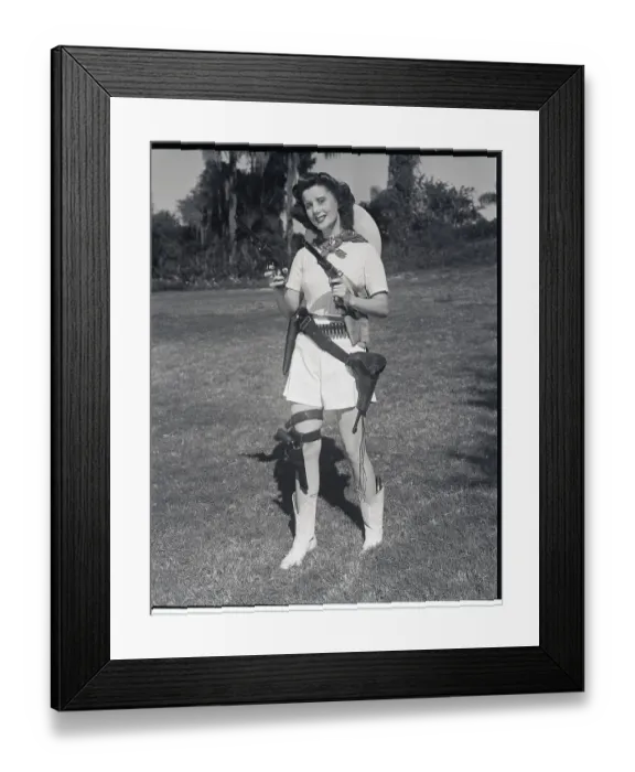 Framed Print : Woman In Cowgirl Outfit To Entertain Framed Print : Woman In Cowgirl Outfit To Entertain