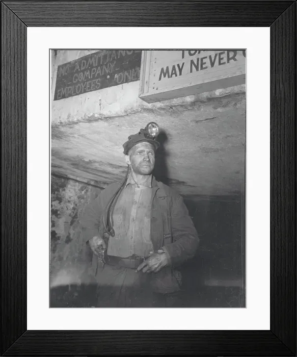 Framed Print : War Veteran and Miner Wearing Helmet Framed Print : War Veteran and Miner Wearing Helmet