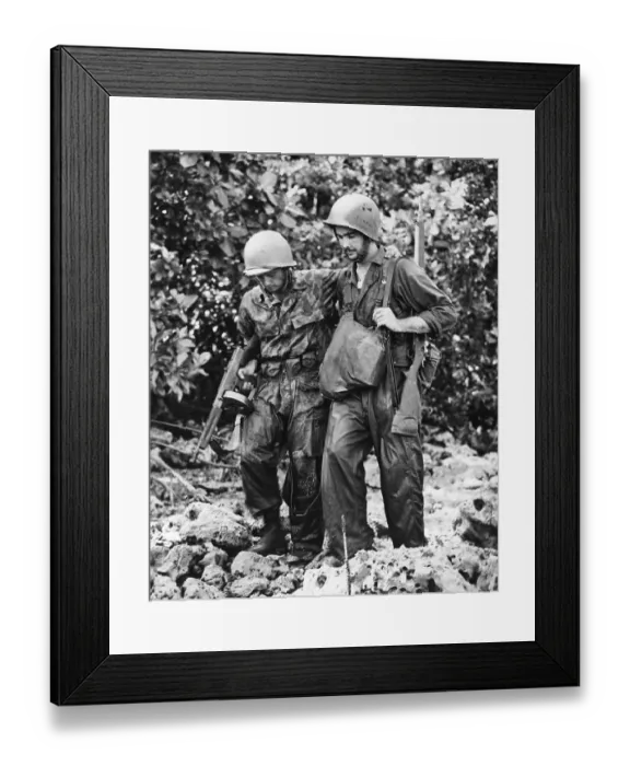 Framed Print : Wounded American Infantrymen Evacuating New Georgia Island Framed Print : Wounded American Infantrymen Evacuating New Georgia Island