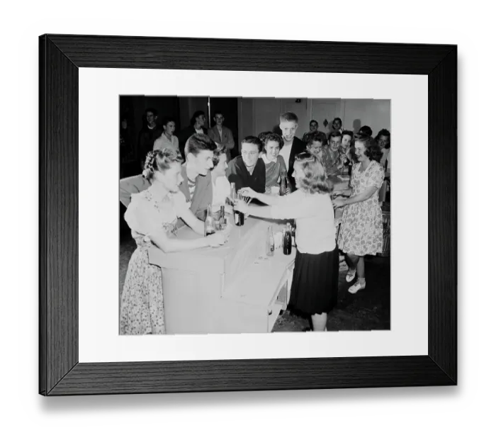 Framed Print : Adolescents Gather for Sodas at a Dance