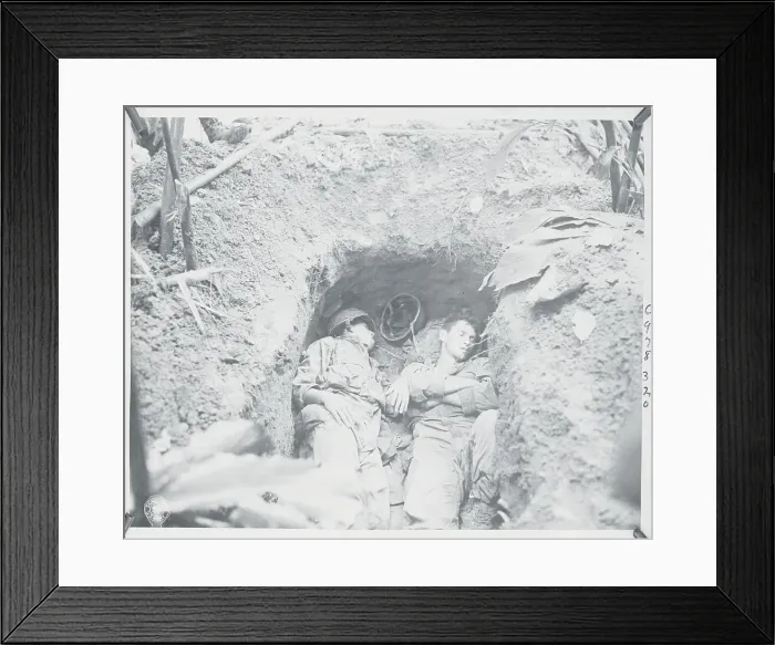 Framed Print : Soldiers Sleeping in Trench Framed Print : Soldiers Sleeping in Trench
