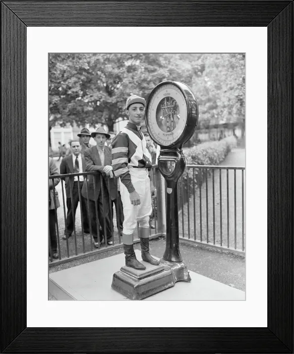 Framed Print : Jockey Eddie Arcaro Weighing In Framed Print : Jockey Eddie Arcaro Weighing In