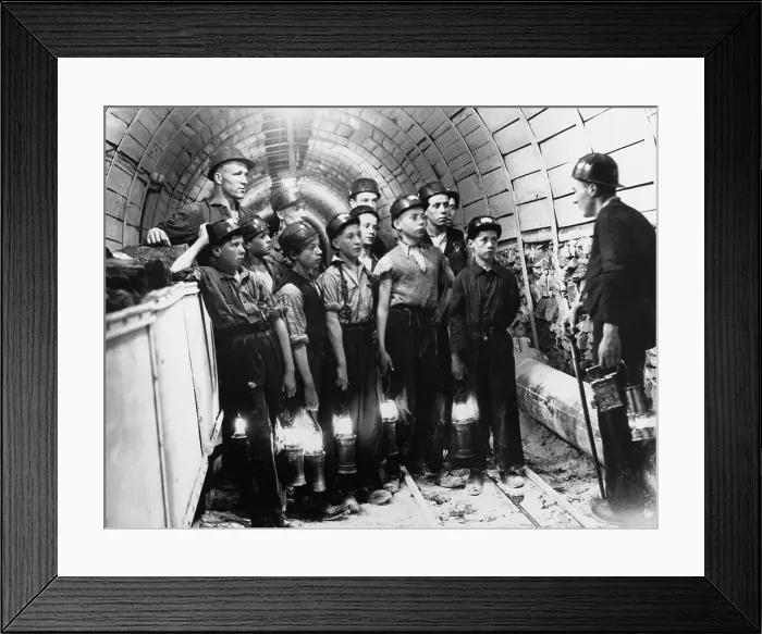 Framed Print : Boys Learn Coal Cutting Framed Print : Boys Learn Coal Cutting