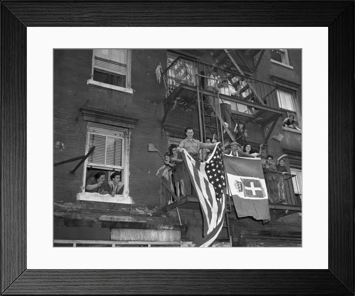 Framed Print : Italian-Americans Waving Flags Framed Print : Italian-Americans Waving Flags