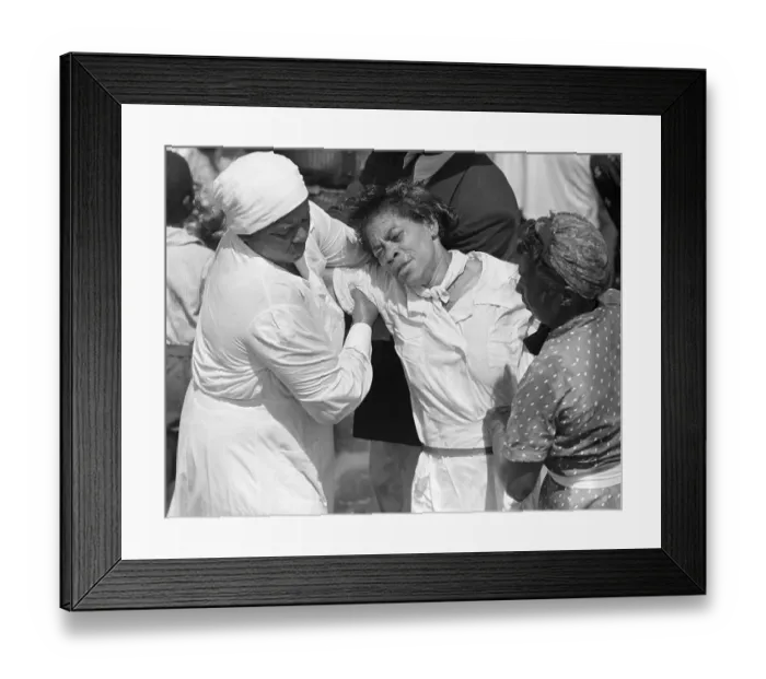 Framed Print : Two Church Disciples Help a Newly Baptised Woman Ashore Framed Print : Two Church Disciples Help a Newly Baptised Woman Ashore