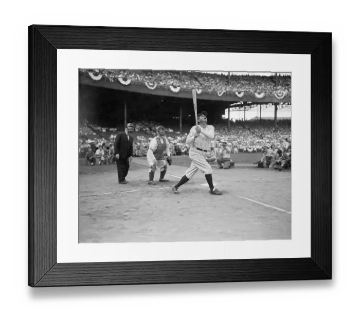 Framed Print : Babe Ruth Hitting Baseball Framed Print : Babe Ruth Hitting Baseball