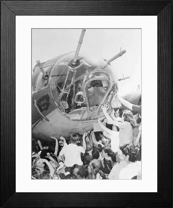 Framed Print : Women Signing the Famous Memphis Belle Framed Print : Women Signing the Famous Memphis Belle