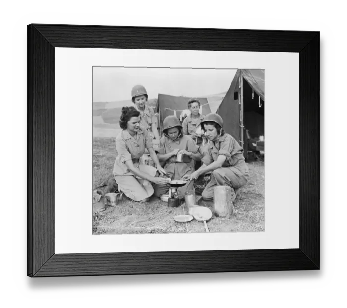 Framed Print : Army Nurses Cooking On Portable Stove Framed Print : Army Nurses Cooking On Portable Stove