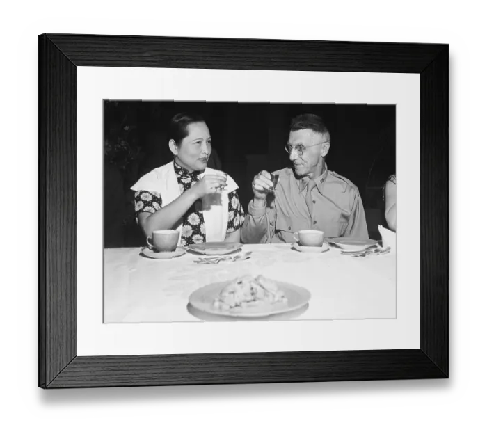 Framed Print : Madame Chiang Kai-Shek and Lt. General Joseph Stilwell Drink Tea Framed Print : Madame Chiang Kai-Shek and Lt. General Joseph Stilwell Drink Tea
