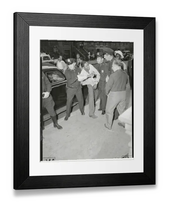 Framed Print : Police officers arrest man in Harlem Riots Framed Print : Police officers arrest man in Harlem Riots