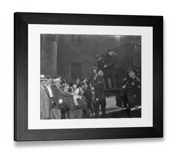Framed Print : Black Woman Being Helped into Truck by Police Framed Print : Black Woman Being Helped into Truck by Police