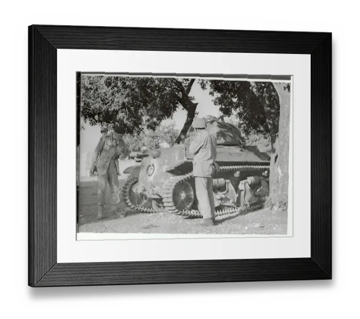 Framed Print : Soldiers Looking at Tank Framed Print : Soldiers Looking at Tank