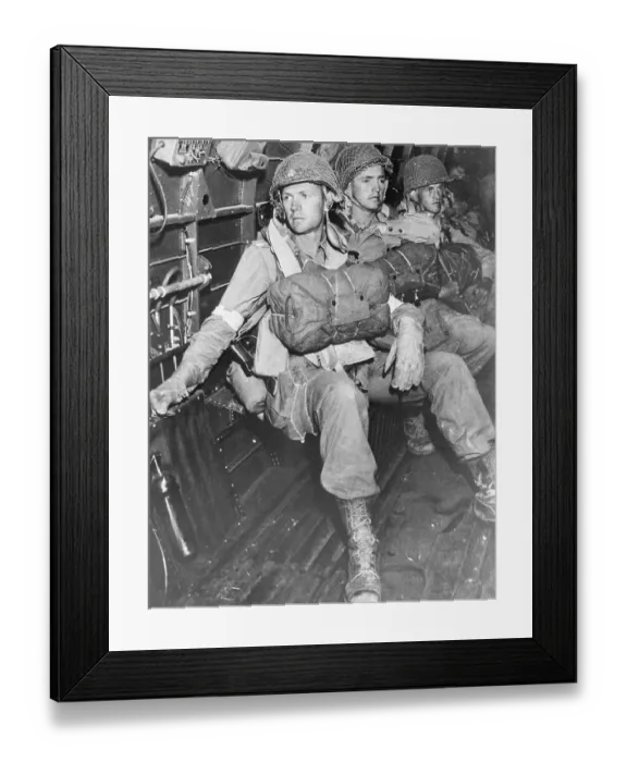 Framed Print : U.S. Paratroopers Wait in Plane for Attack Framed Print : U.S. Paratroopers Wait in Plane for Attack