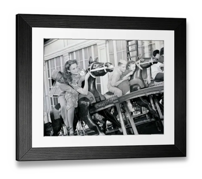 Framed Print : Young Couples on Steeplechase Ride
