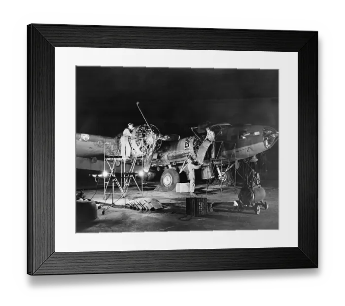 Framed Print : Flight Student Officers with Military Airplane Framed Print : Flight Student Officers with Military Airplane